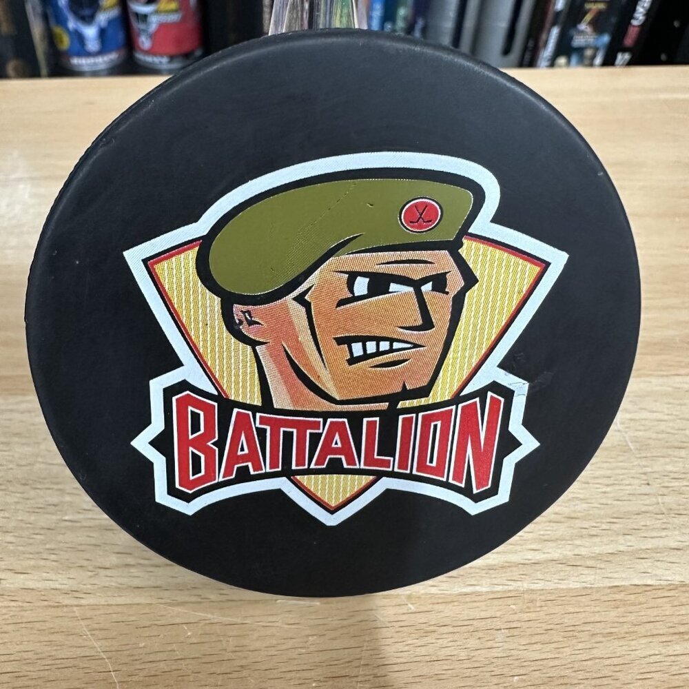 Vintage North Bay Battalion OHL Hockey Puck Viceroy Made In Canada